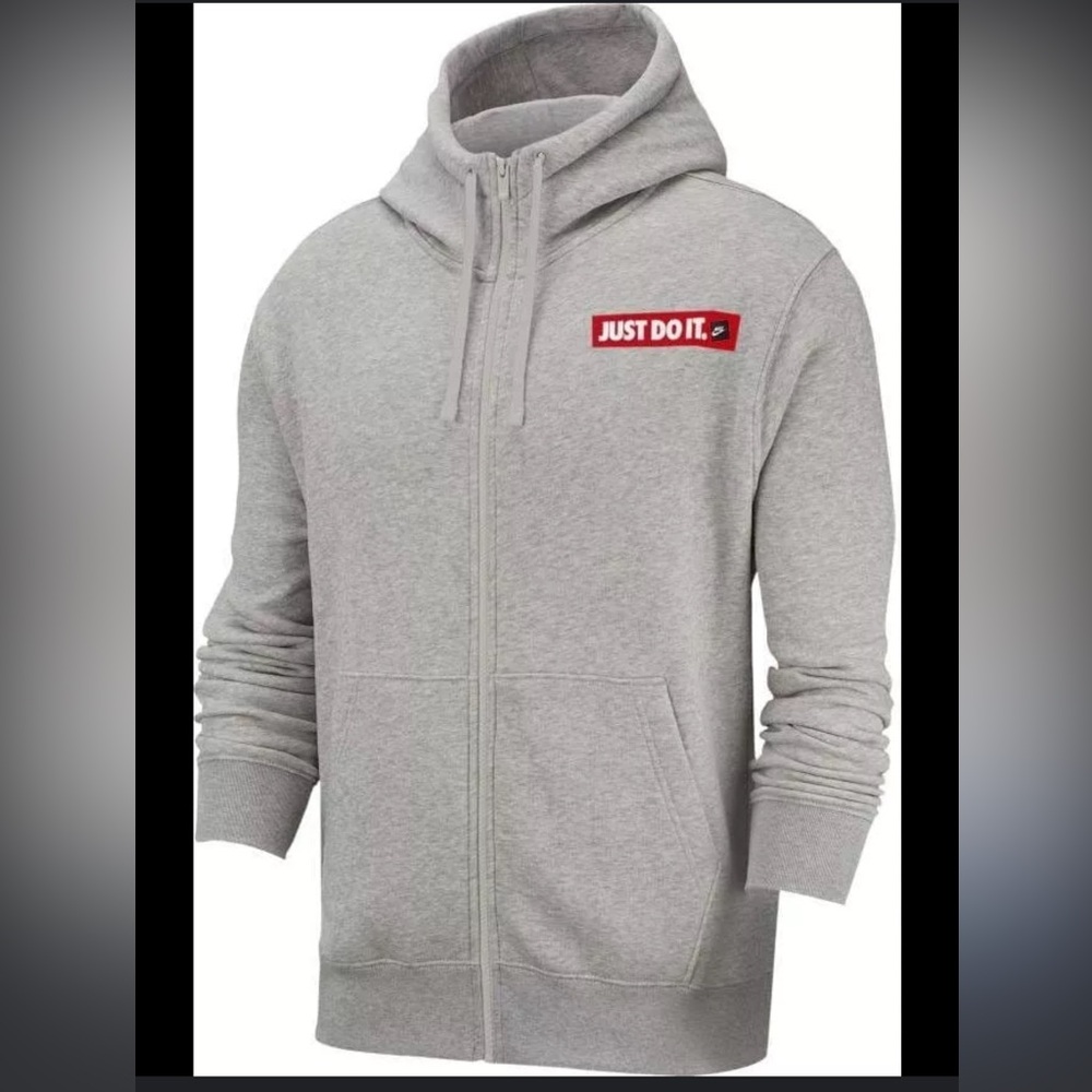 Nike Just Do It Grey Hoodie. Size Small. Men / Women. Zip up. Drawstring